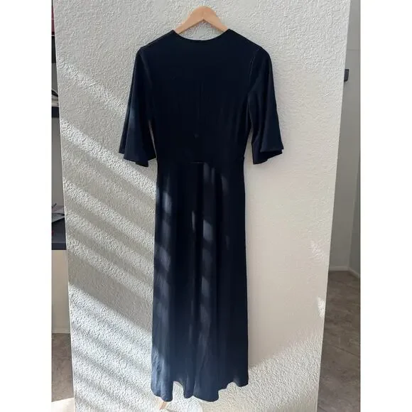 NEW REFORMATION Black Ernest Midi Dress | S - Picture 7 of 8